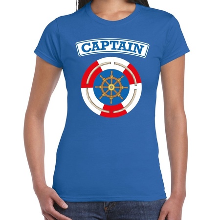 Kapitein/captain carnaval verkleed shirt blauw voor dames
