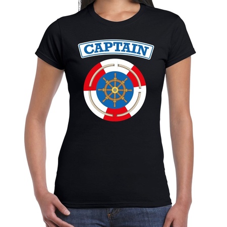 Kapitein/captain carnaval verkleed shirt zwart voor dames