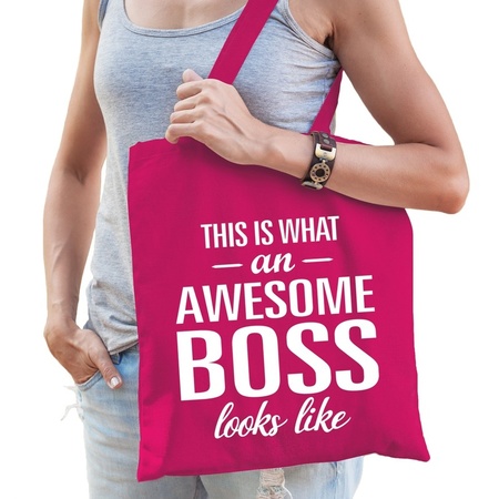 Awesome boss cotton bag pink  