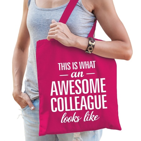 Awesome collaegue cotton bag pink