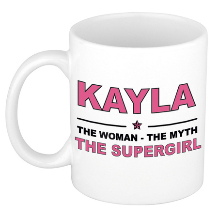 Naam cadeau mok/ beker Kayla The woman, The myth the supergirl 300 ml