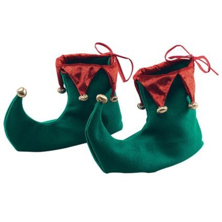 Groene kerst elf schoenen van stof