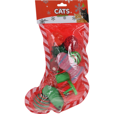 Kerstsok cadeau met speelgoed voor katten/poezen