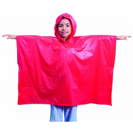 Rode regenponcho voor kids