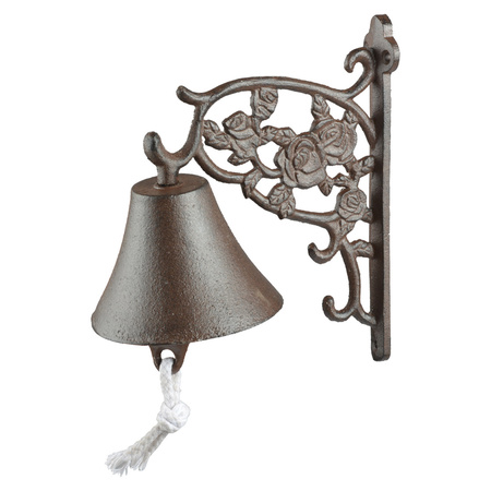 Classic doorbell brown cast iron  with roses19 cm