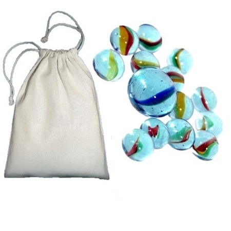 Marbles in net 164 pieces with canvas tote bag 