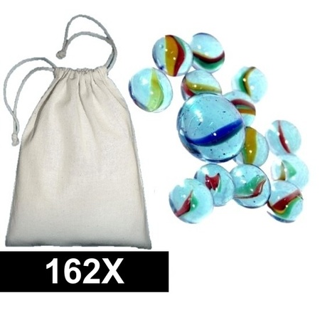 Marbles in net 164 pieces with canvas tote bag 