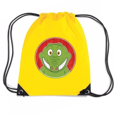 Krokodil dieren trekkoord rugzak / gymtas geel voor kinderen