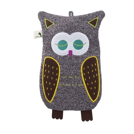 Hot water bottle with owl sleeve 0.8 liters