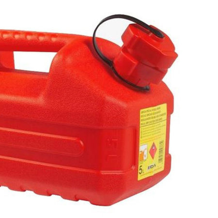 Jerrycan red plastic 5 liter for dangerous liquids L36 x W18 x H18 cm