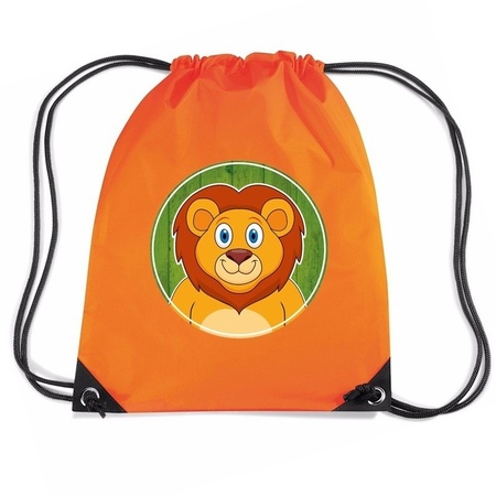 Leeuw dieren trekkoord rugzak / gymtas oranje voor kinderen