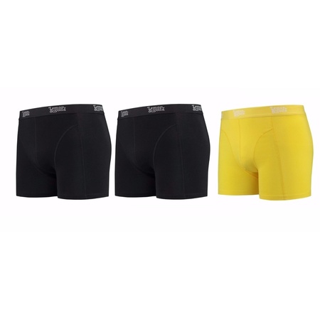Lemon and Soda boxershorts 3-pack black and yellow 2XL