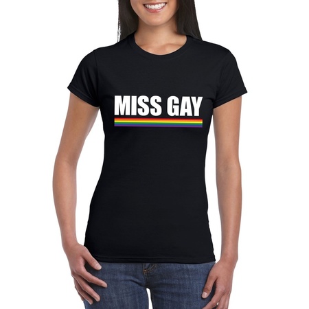 Gay Pride lesbo shirt zwart Miss Gay dames
