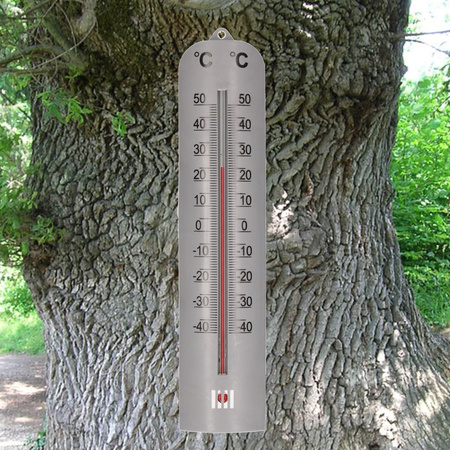 Lifetime Garden zon/Schaduw thermometer zilver voor buiten 27 cm kunststof