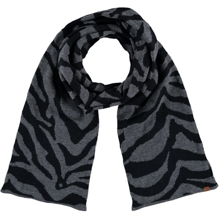 Dubbel laagse gebreide sjaal voor kinderen met zebra print antraciet