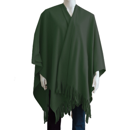 Luxurious shawl/poncho - dark green - 180 x 140 cm - fleece