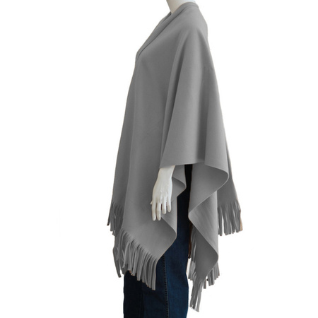 Luxurious shawl/poncho - light grey - 180 x 140 cm - fleece