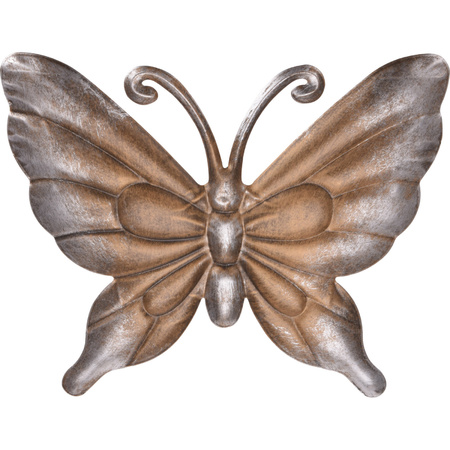 Set van 2x stuks metalen vlinder en libelle donkerbruin/brons 29 en 46 cm tuindecoratie