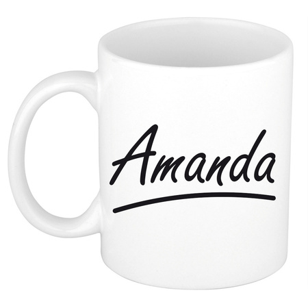 Amanda voornaam kado beker / mok sierlijke letters - gepersonaliseerde mok met naam