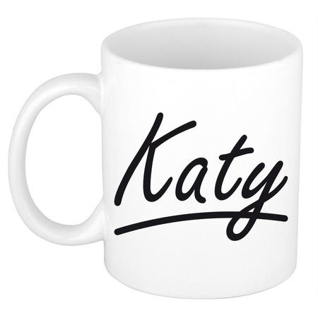 Katy voornaam kado beker / mok sierlijke letters - gepersonaliseerde mok met naam