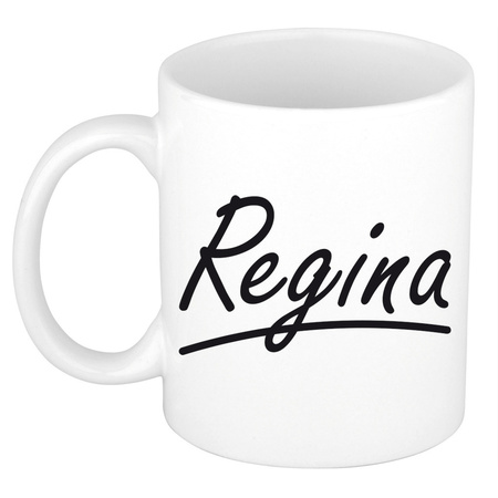 Regina voornaam kado beker / mok sierlijke letters - gepersonaliseerde mok met naam