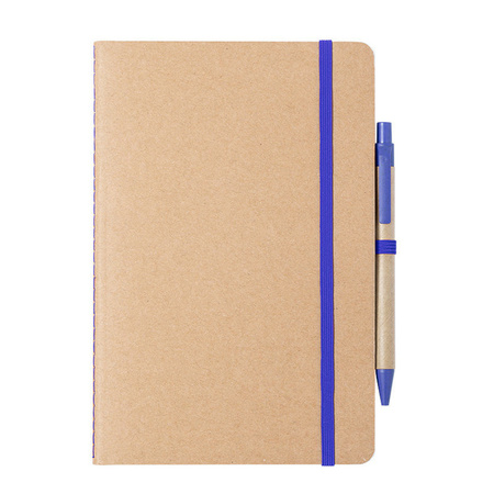 Natuurlijn schriftje/notitieboekje karton/blauw met elastiek A5 formaat