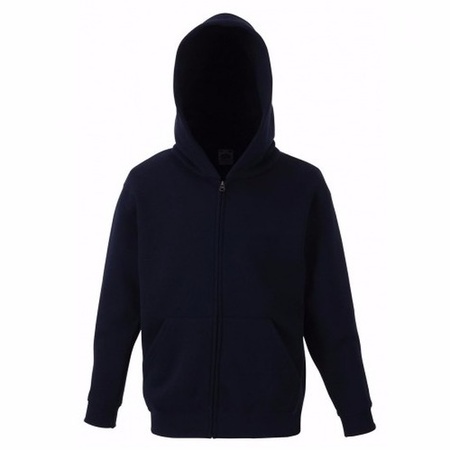 Navy blue cotton blend vest with hood for boys