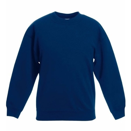 Donkerblauwe katoenen sweater zonder capuchon voor jongens