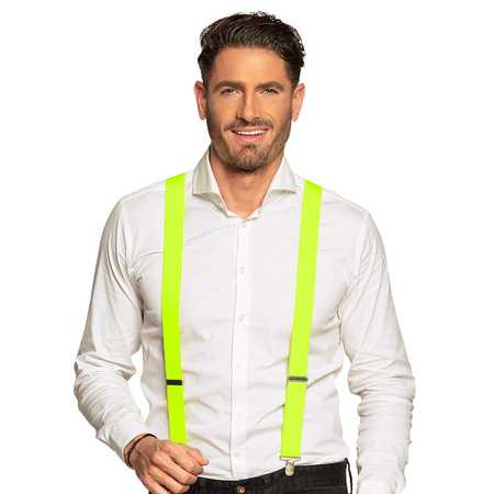 Neon yellow suspenders for adults