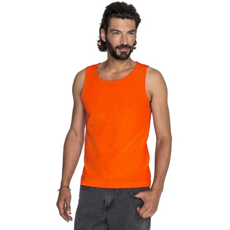Oranje casual heren tanktop/singlet basic hemden