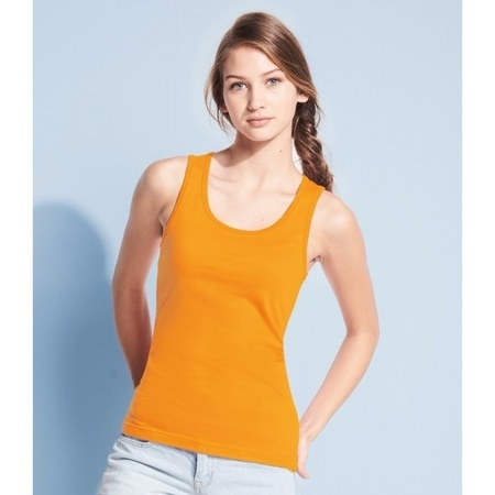 Dames mouwloos t-shirt oranje