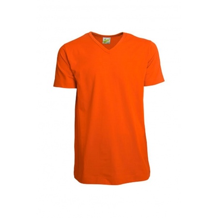 Oranje gekleurd v-hals shirt voor heren