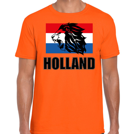 Oranje fan shirt / kleding Holland met leeuw en vlag EK/ WK voor heren