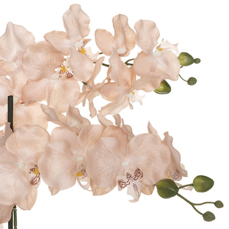 Atmosphera Orchidee bloemen kunstplant in zilveren bloempot - roze bloemen - H57 cm