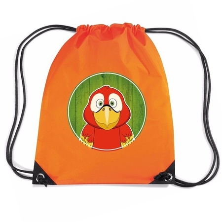 Papegaai dieren trekkoord rugzak / gymtas oranje voor kinderen