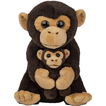 Plush soft toy family Chimpanzee monkey mother and kid 22 cm