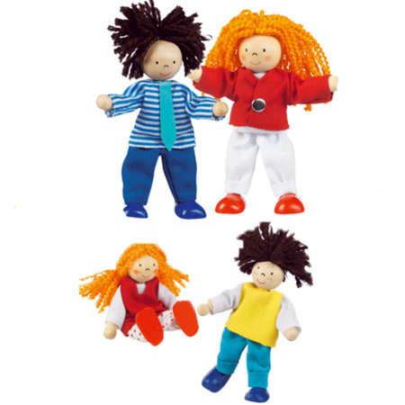 Flexible dollhouse puppets family 4 pieces