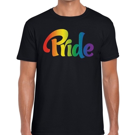 Pride regenboog gaypride shirt zwart heren