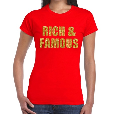Rich and Famous fun t-shirt rood voor dames