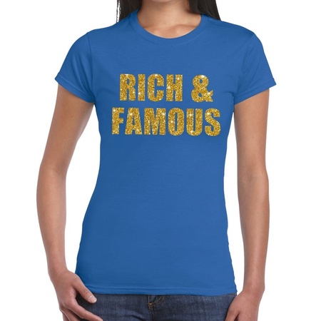 Rich and Famous fun t-shirt blauw voor dames
