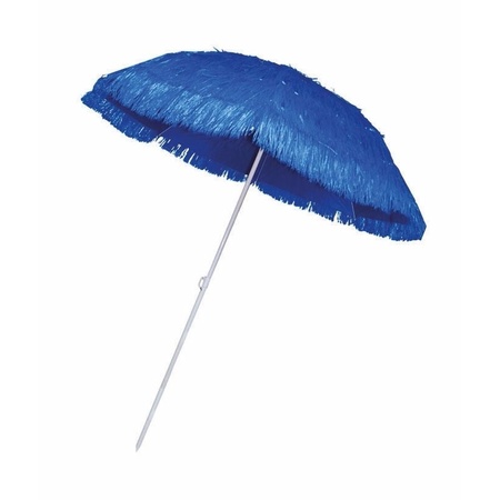Blauwe rieten strand parasol