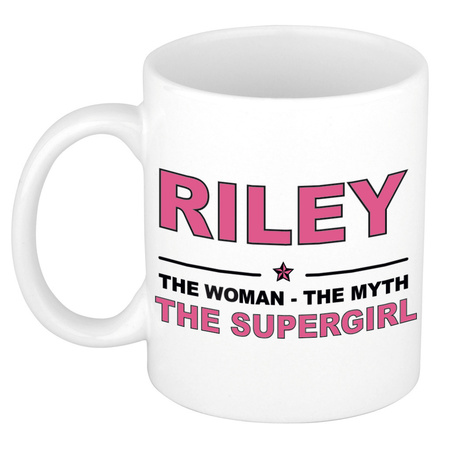 Naam cadeau mok/ beker Riley The woman, The myth the supergirl 300 ml