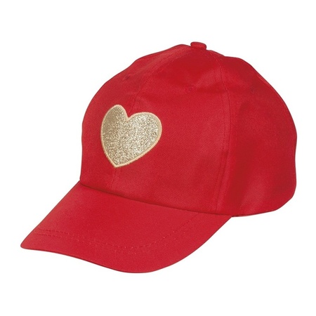 Rode dames cap met gouden hart
