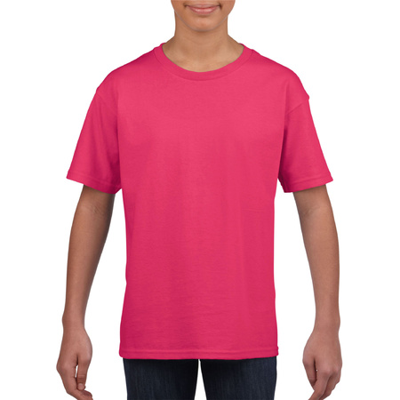 Basic kinder shirt voor meisjes en jongens met ronde hals roze van katoen