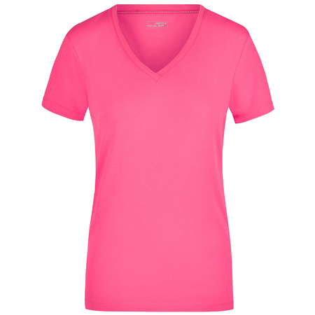 Roze dames t-shirts met V-hals