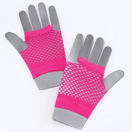 Roze verkleed handschoenen met gaatjes voor dames/heren