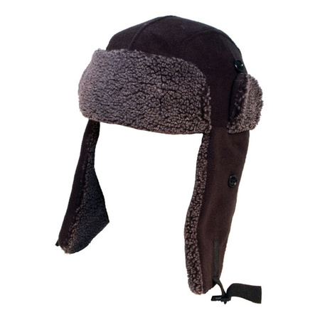 Russian trapper hat black fleece for adults