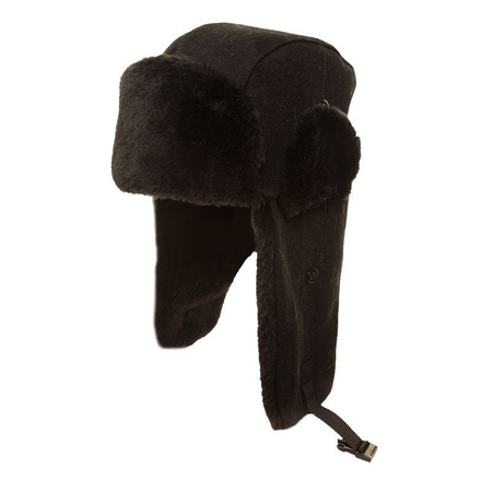 Russian trapper hat black wool for adults