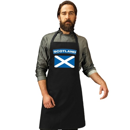 Schotse vlag keukenschort/ barbecueschort zwart heren en dames