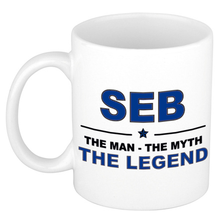 Naam cadeau mok/ beker Seb The man, The myth the legend 300 ml